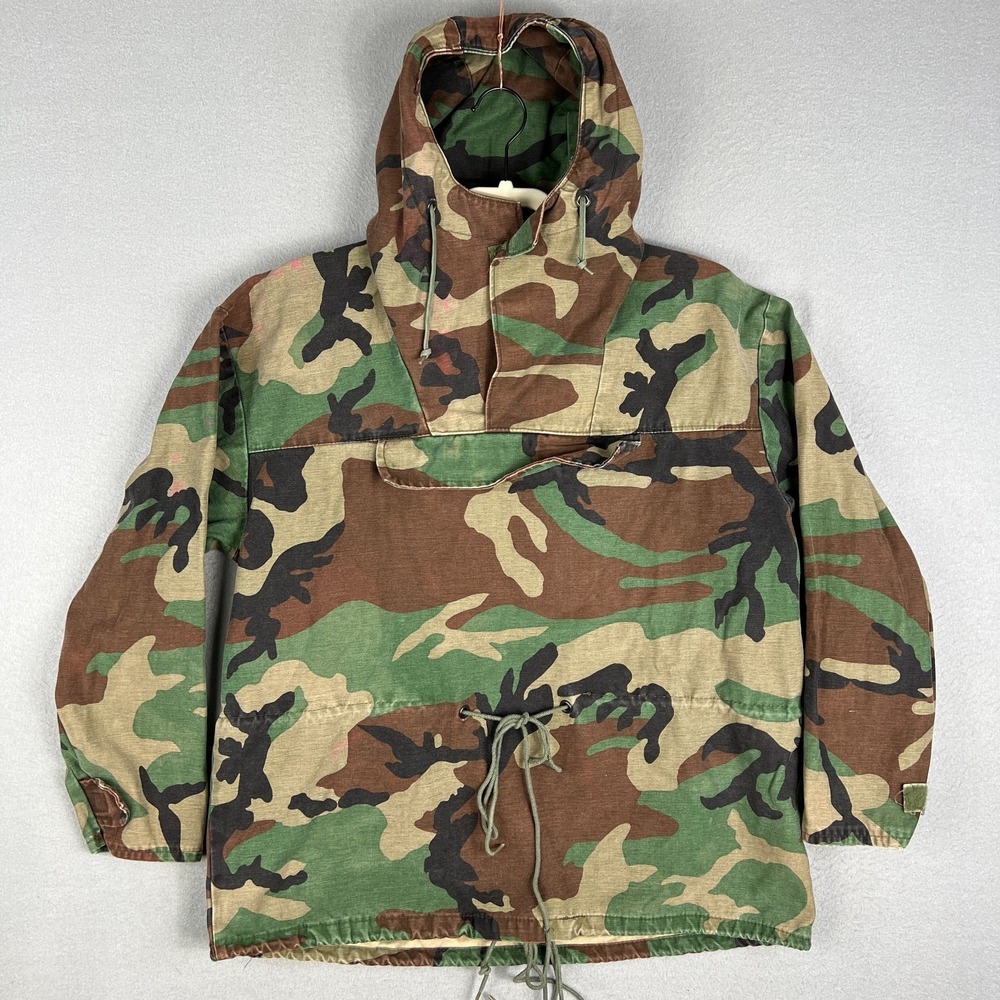 VTG Rothco Woodland Camo Anorak Jacket Mens M Pullover Hooded 1990s USA